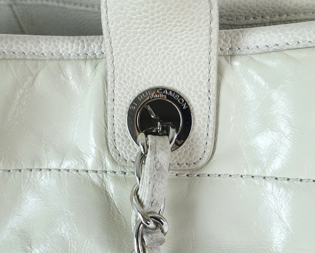 deauville glazed calfskin leather large tote bag