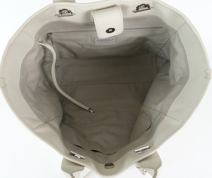 deauville glazed calfskin leather large tote bag