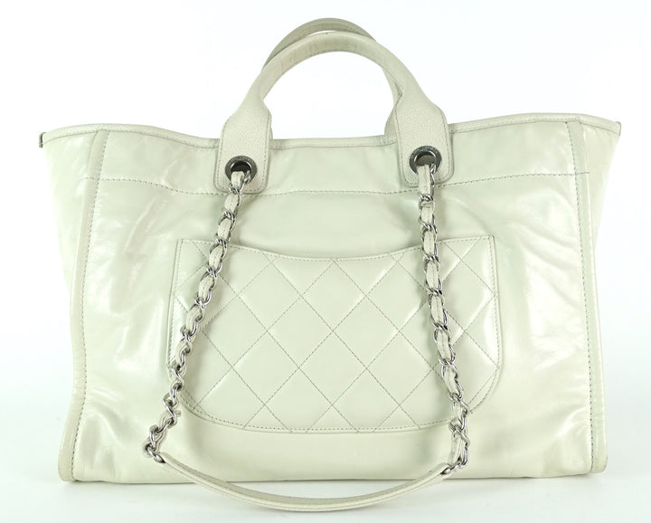 deauville glazed calfskin leather large tote bag