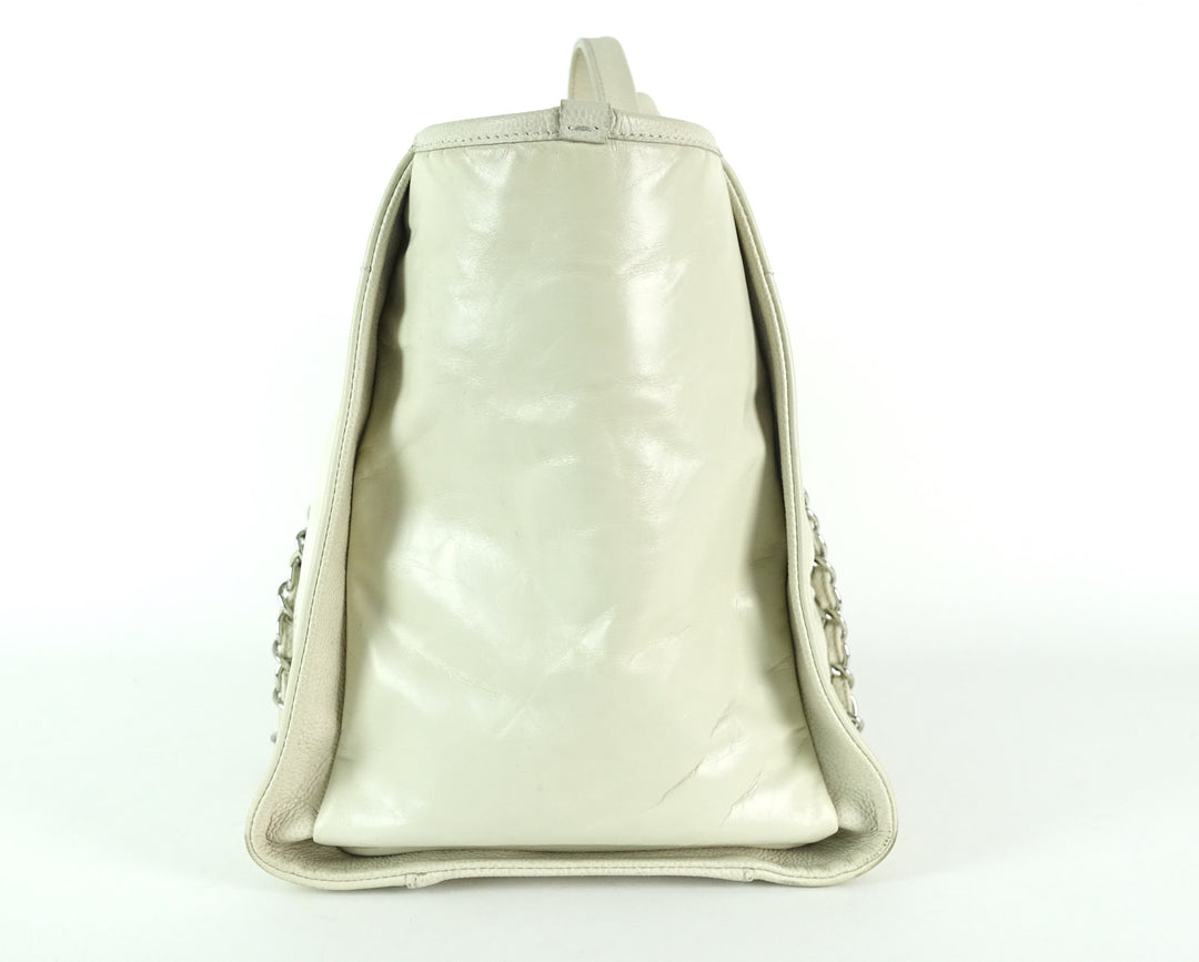 deauville glazed calfskin leather large tote bag