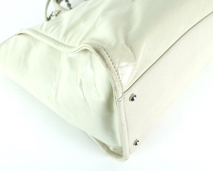 deauville glazed calfskin leather large tote bag