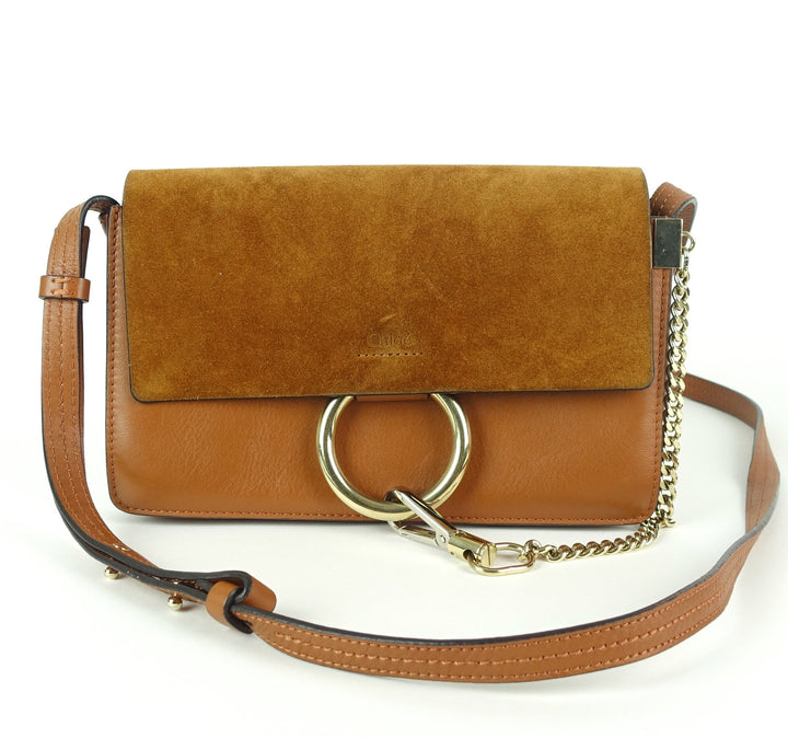 faye leather and suede small shoulder bag