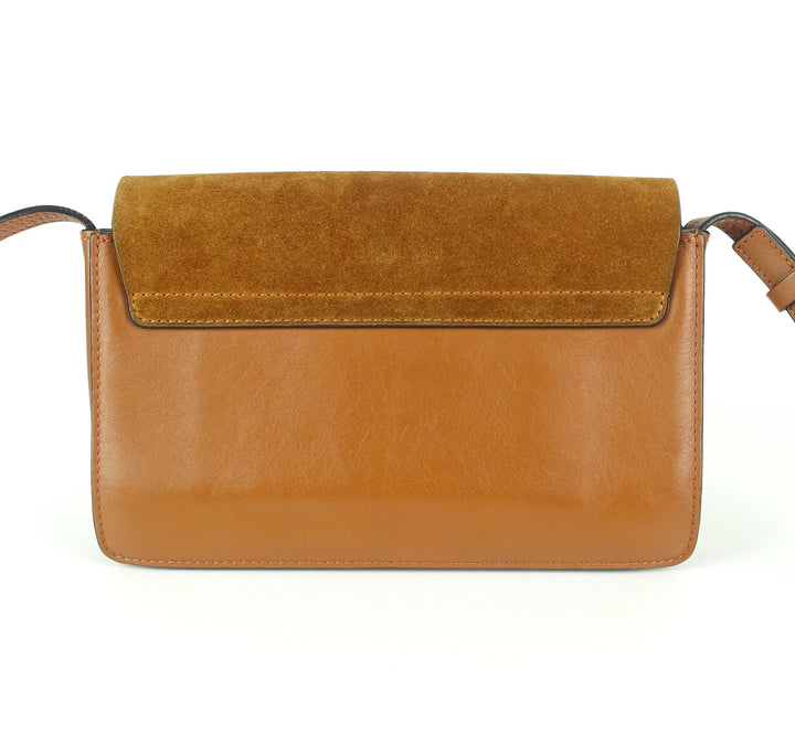 faye leather and suede small shoulder bag