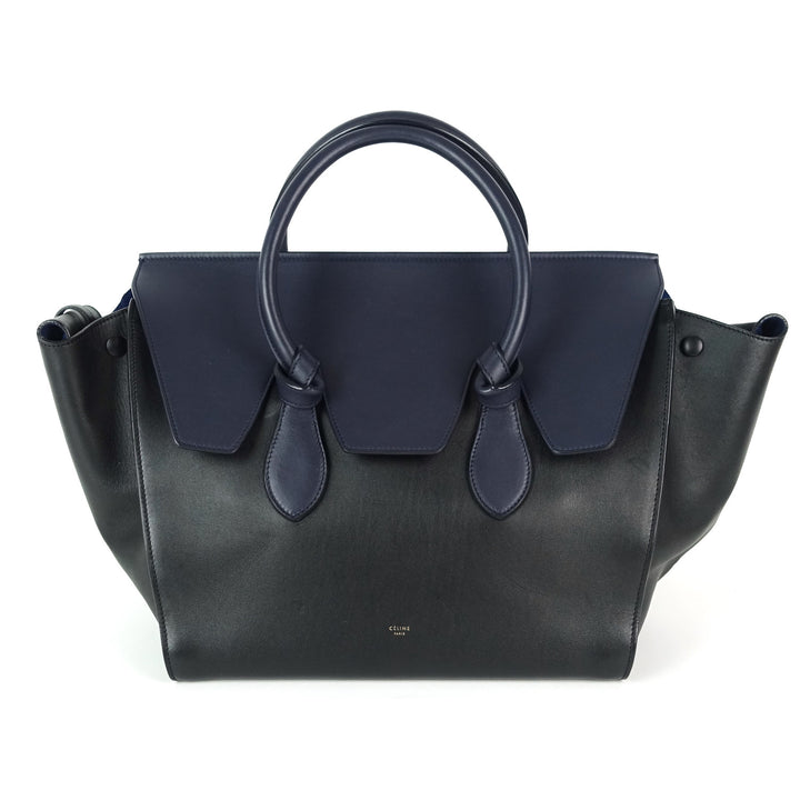 tie knot two-tone smooth calf leather bag
