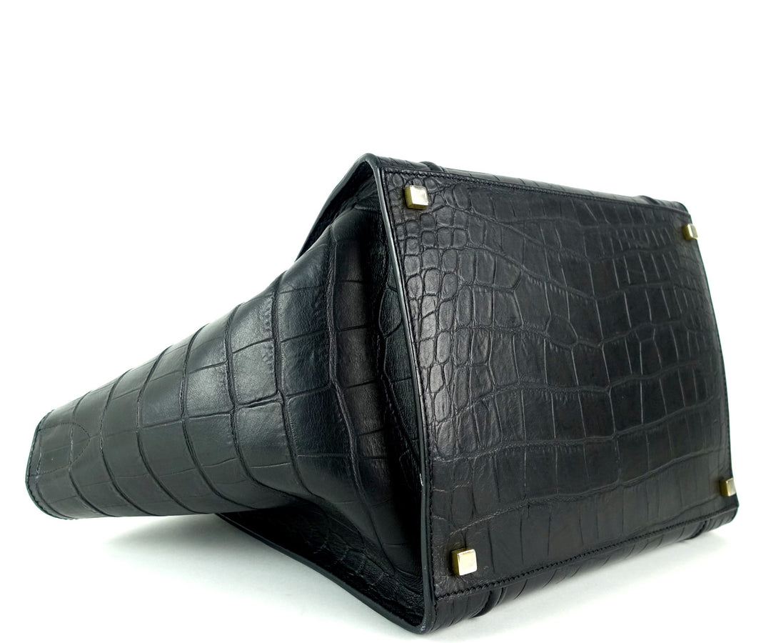 phantom crocodile embossed calf leather medium bag