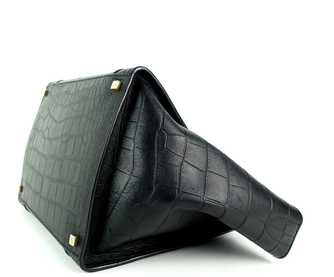 phantom crocodile embossed calf leather medium bag