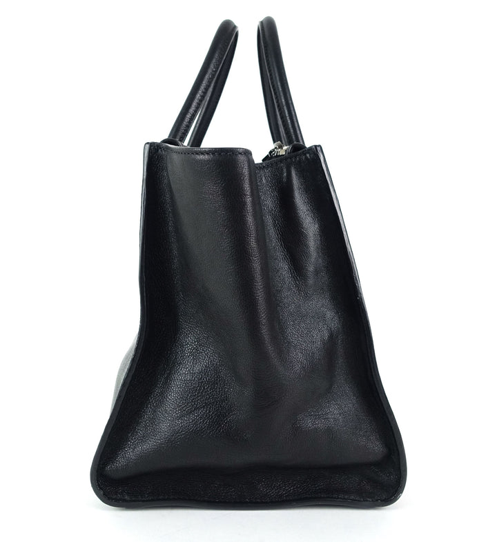 glazed calf leather twin pocket bag