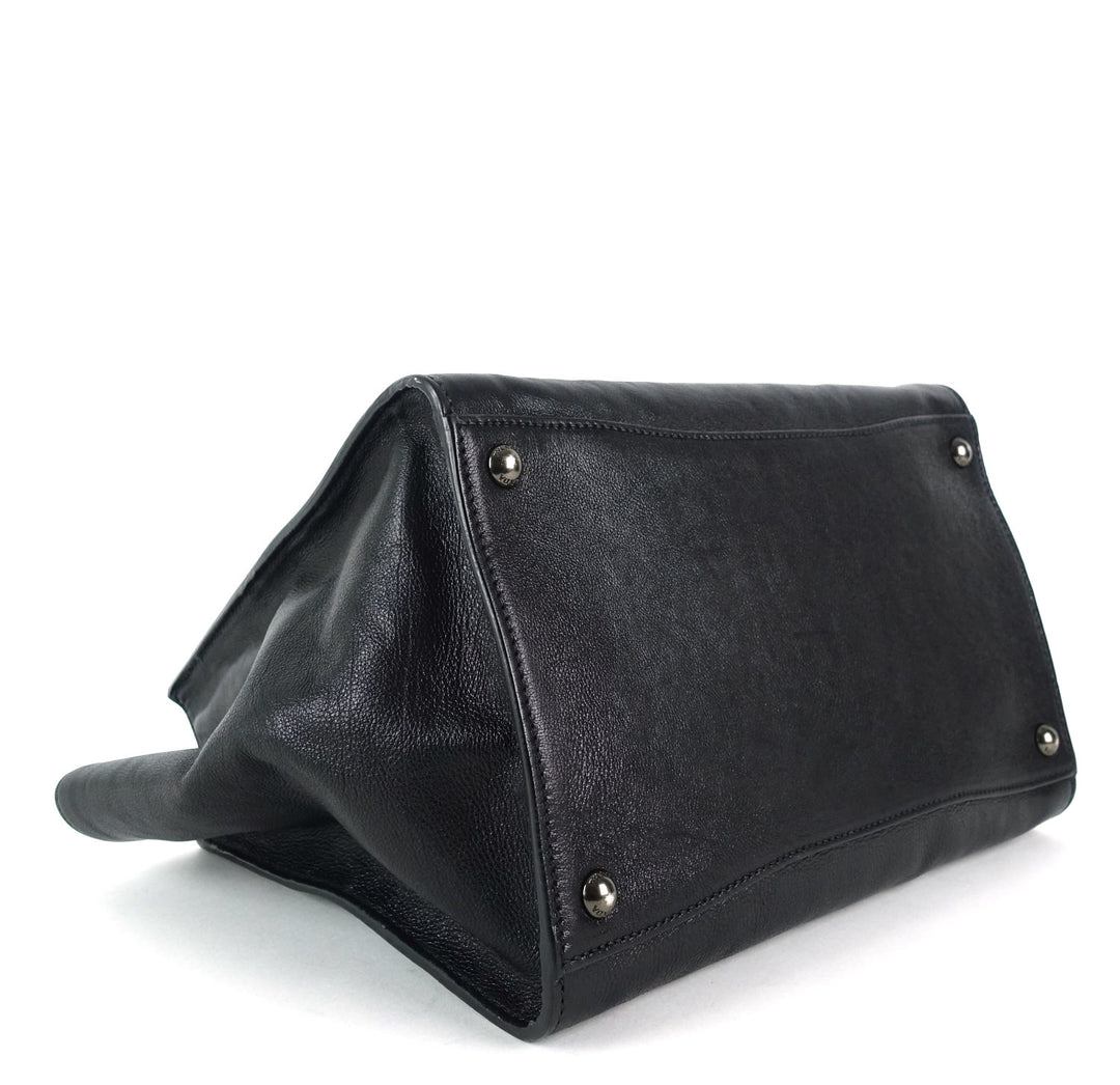 glazed calf leather twin pocket bag