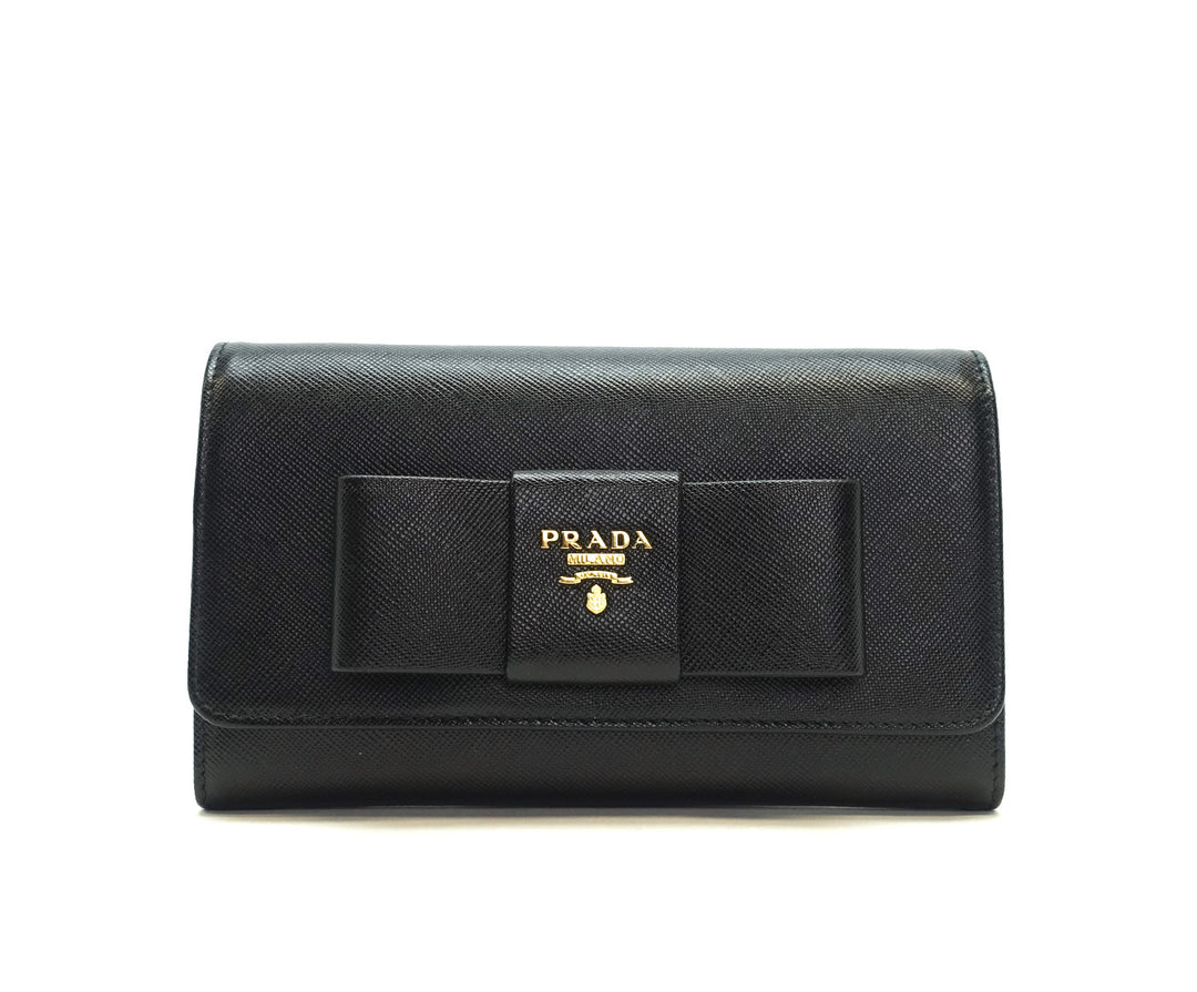 lux bow wallet on a chain saffiano leather bag