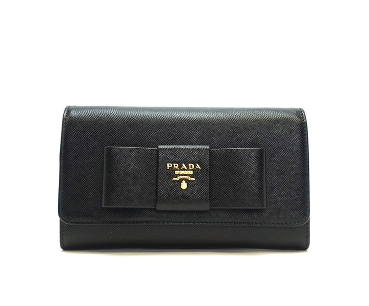 lux bow wallet on a chain saffiano leather bag