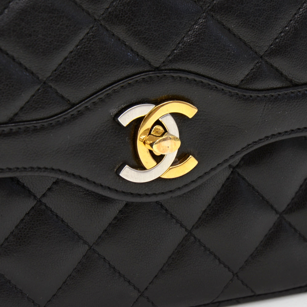 lambskin leather double flap shoulder bag - paris limited edition