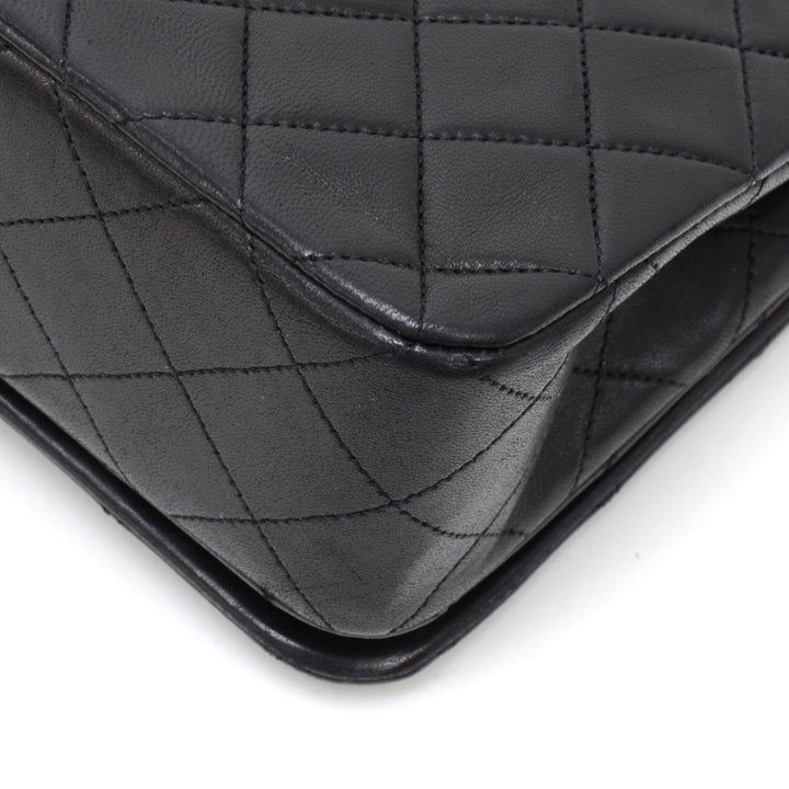classic lambskin leather single flap shoulder bag