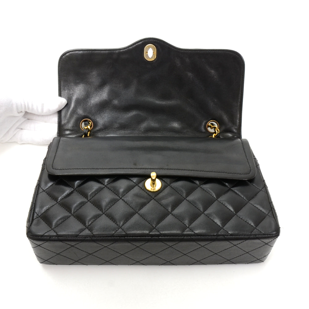 paris limited edition lambskin leather double flap shoulder bag