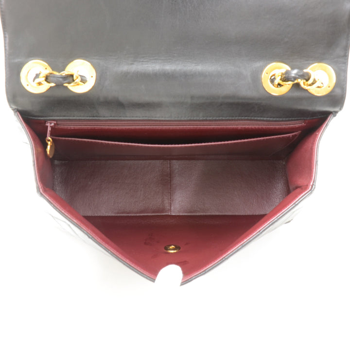 12" lambskin leather single flap shoulder bag