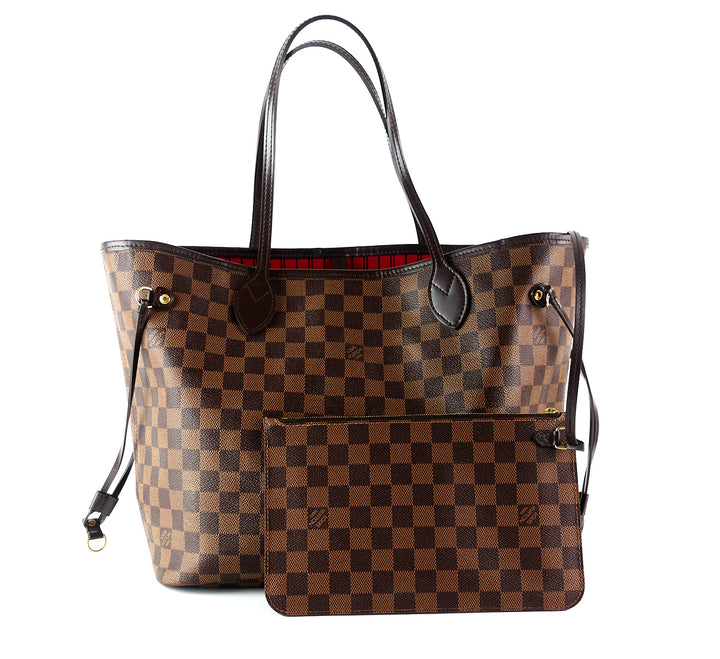 neverfull mm damier ebène canvas tote bag with pouch
