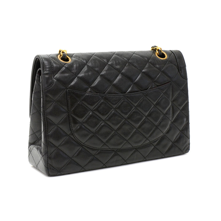 lambskin leather double flap shoulder bag - paris limited edition